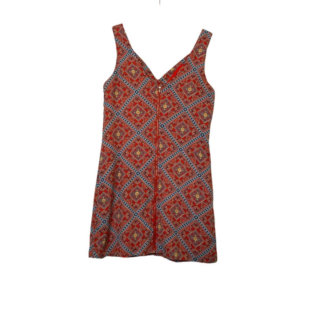 Dina Be mini dress Turquoise Orange size small v neck sleeveless - Picture 2 of 10